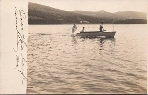Postal de colección de 1909 de North Jay, Maine ESCENA DE NAVEGACIÓN / EE. UU. Bandera - 1909 Cancelar - Imagen 1 de 2