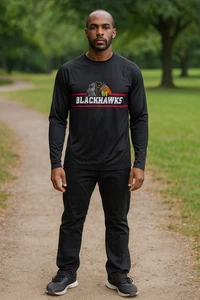 NHL Chicago Blackhawks Herren S Polyester Langarm Athletic Hockey Sport Shirt - Bild 1 von 11