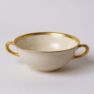 Lenox Esmoquin Borde Dorado Plano Crema Sopa Cuenco Dos Mangos Hecho en EE. UU. - Imagen 1 de 5