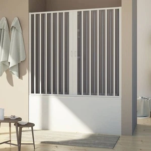 DUSCHTÜR NISCHENTÜR BADEWANNEN AUFSATZ PVC 140-170 CM ZENTRALE SCHIEBETÜR H150 - Bild 1 von 6