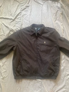 Polo Ralph Lauren Jacket Mens L Black Full Zip Bi Swing Harrington Plaid Lined - Picture 1 of 6