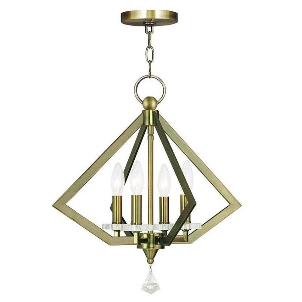 Livex Lighting Diamond Chandelier in Antique Brass - Image 1 of 1