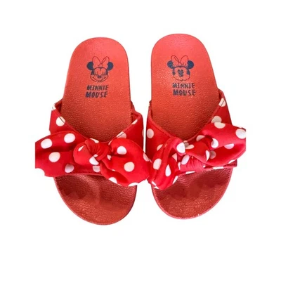 Sandálias Disney Minnie Mouse vermelho bolinhas arco slides meninas crianças 9/10 - Imagem 1 de 2