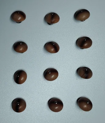 12 Vintage Natural Burnished Wood Buttons Dome Metal Shank Sewing & Craft - 1/2" - Image 1 of 3