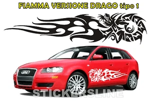 Adesivo DRAGO FIAMMANTE fiamma auto camion barca car flaming dragon stickers - Foto 1 di 1