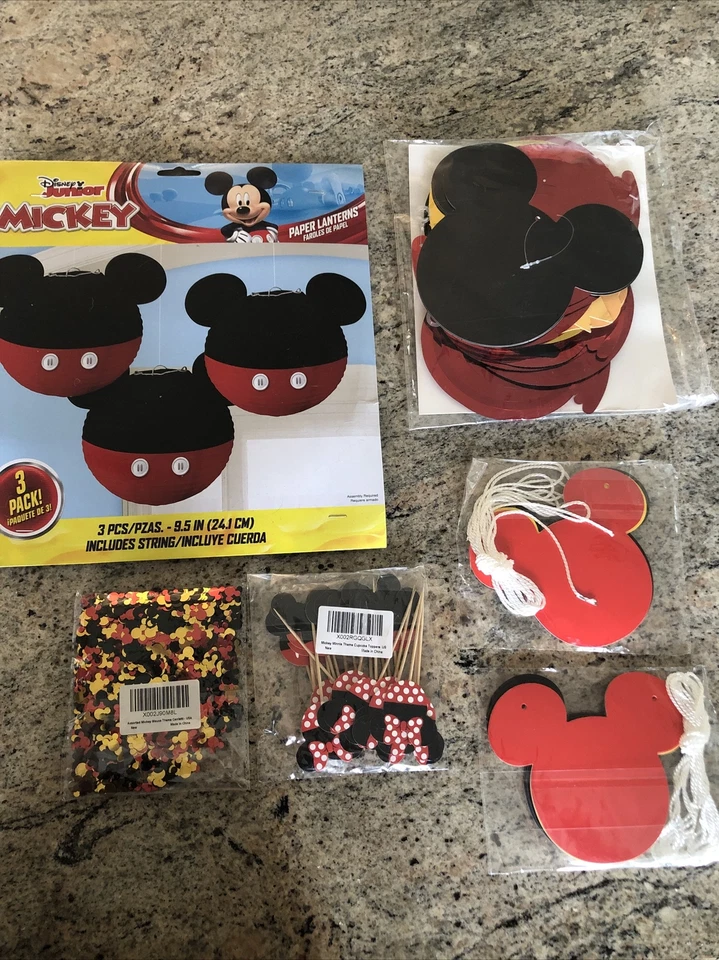 New Disney Mickey Mouse Birthday Lot of party supplies Lanterns/garland/confetti - Image 1 of 4