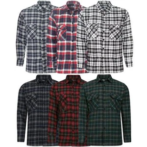 Mens Check Shirts Long Sleeve Lumberjack Flannel Work Casual Button Shirt S -5XL - Picture 1 of 21