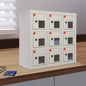 Cell Phone Lock Box 9 Slots Phone Locker & Key Cell Phones Storage Cabinet White - Picture 1 of 18
