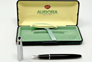 AURORA STILOGRAFICA RESINA NERA CAPUCCIO CROMATO MIB M E05 USATA - Imagen 1 de 4