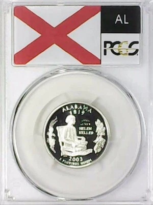 2003-S 25C State Quarter Alabama PCGS PR69 DCAM 90% Silver 22llll0625 - Image 1 of 4