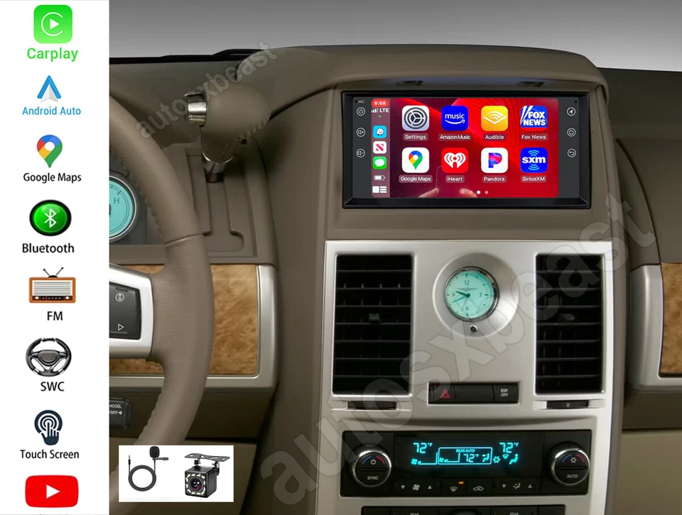 For 2008 2009 2010 Chrysler Town & Country Car Apple CarPlay Navigation Radio Bt Foto 1 de 4