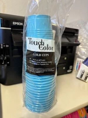 Touch Of Color 20 Count 16fl oz. Cold Plastic Cups Bermuda Blue New!!! - Image 1 of 2