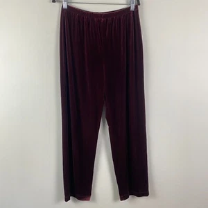 Chicos Velvet Straight Leg Pants Womens 2 Short US L Short Pull On Burgundy - Picture 1 of 9