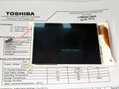 NEW Toshiba LTM04C380K 4" 640x480 VGA LCD TFT Panel Graphic Display Module 3.3V - Image 1 of 3