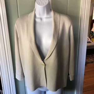 Eileen Fisher Bone Silk Organic Cotton Blend Interlock Short Jacket NWT $298 PP - Picture 1 of 7