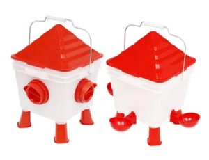 Chicken Poultry Feeders Drinkers Waterer Dispenser Large Bird Chick Leg 8.5L 6kg - Picture 1 of 48