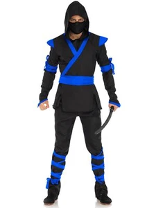 Leg Avenue Men's Standard 5 Pc Ninja Costume Black/Blue Small/Medium - Picture 1 of 5