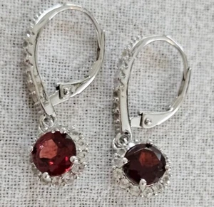 Red Garnet Rhodium over Sterling Silver Earrings 2.63 ctw - Picture 1 of 4