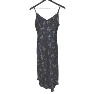 Vintage Express 100% Silk Floral Y2K Baby Doll High Low Maxi Slip Dress Small - Picture 1 of 9