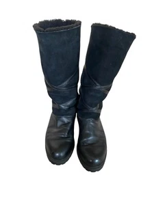 La Canadienne Leather & Suede with Faux Fur Inside Black Boots Sz 7.5 M - Picture 1 of 5
