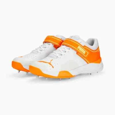 Puma Cricket Bowling 22.1 White Orange Yellow Cricket Shoes - Free P&P - Image 1 of 4
