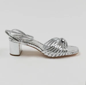 Loeffler Randall Women Olivia Ankle Strap High Heel Sandals Silver Size 6.5 - Picture 1 of 6