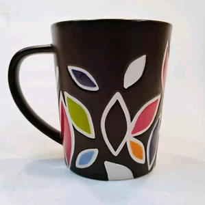 Starbucks 2010 Brown w/Colored Leaves Embossed Bone China Mug Cup 14 oz - Picture 1 of 6