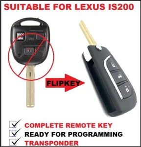 Transponder Remote Car Key FlipKey Fob Suitable for Lexus is200 GXE10 Toy48-4C - Picture 1 of 5