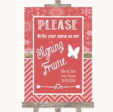 Wedding Sign Poster Print Red Winter Signing Frame Guestbook