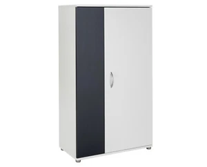 Mehrzweckschrank Garderobenschrank 1 Tür 4 Fächer Weiß Anthrazit Schrank Regal - Bild 1 von 7