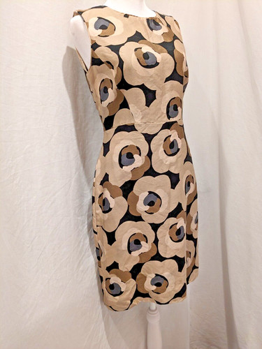 Abito senza maniche Kate Spade decorativo rosa della guaina misto seta cotone da donna taglia 6