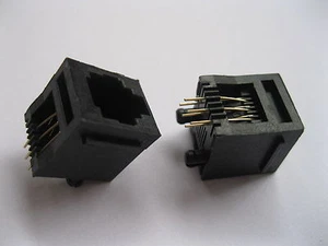 50 pcs RJ11 Modular Network PCB Jack Connector 5222 6P6C Top Entry w/ Flange New - Picture 1 of 3