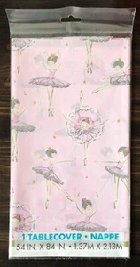 Kids Party Ballerina Pink & Gold Plastic Table Cover by Unique Industries - Picture 1 of 6