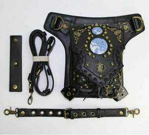 Vintage Steampunk Waist bags Motorcycle Leg Gothic PU Leather Messenger Bag NEW - Picture 1 of 11