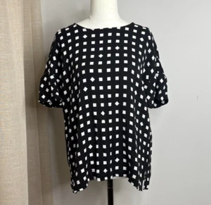 Elk Black & White Check Top Size Small Relaxed Fit - Picture 1 of 5
