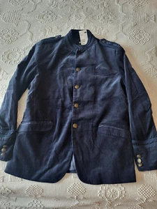 H&M NWT Navy Blue 19th C. Military Steampunk Style Velvet coat/jacket - Picture 1 of 6