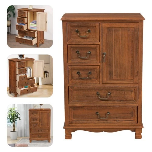 5 Drawers Dresser Wooden Storage Dressers Chests of Drawers for Bedroom Home - Image 1 of 4