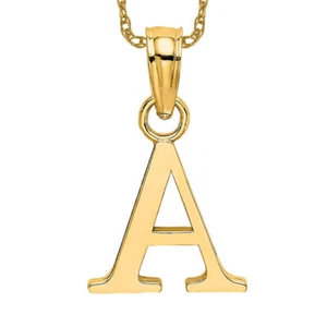10K Solid Yellow Gold Letter A Initial Necklace - Picture 1 of 5