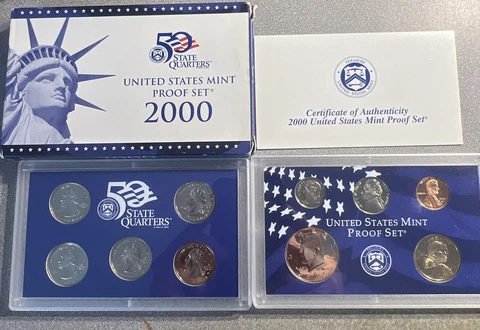 2000 Proof set CN-Clad W/ Kennedy & Sacagawea - (OGP) 10 coins Cover