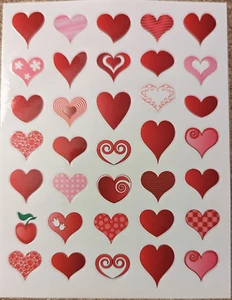 Valentine's Day Stickers Scrap booking Valentines Day red hearts special hearts - Picture 1 of 3