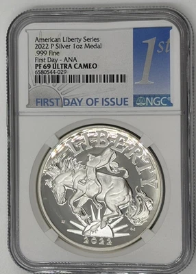 2022 P AMERICAN LIBERTY PROOF SILVER MEDAL NGC PF69 FIRST DAY ISSUE 🔥ANA SHOW🔥 - Image 1 of 2