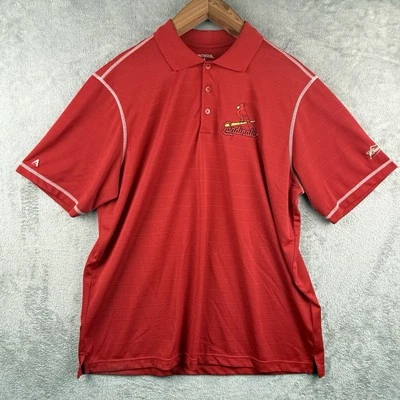 St. Louis Cardinals Antigua Polo Shirt Mens XL Red MLB Budweiser Embroidered - Image 1 of 4