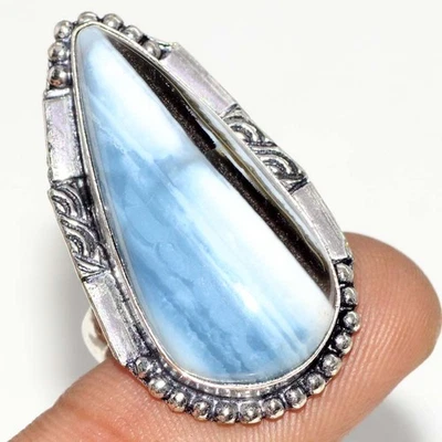 Anillo Owhyee Azul Ópalo 925 Chapado en Plata Hecho a Mano EE. UU. 5 Elegante Regalo JW Foto 1 de 3