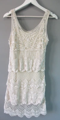 American Eagle Outfitters Dress Women's XS Crochet Lace Mini Ivory Romantic Boho - Image 1 of 4