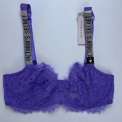 Victoria's Secret Very Sexy Shine Strap Bra Purple Push Up Lace Sz. 34D NWT - Image 1 of 4