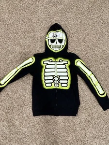 Tony Hawk Full Zip Black Hoodie With Skeleton Design Size Boys Medium - Picture 1 of 4