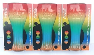 Lot de 3 verres Coca Cola Crew verre arc-en-ciel 2023 McDonalds neuf emballage d'origine - Photo 1/1