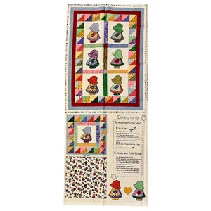 Fabri-Quilt Fabric Panels Vintage Little Quilt Sunbonnet Sue Patchwork Cheat NOS - Picture 1 of 6