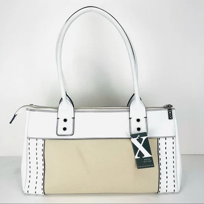 Bolso de Hombro MAXX New York Blanco Y Tostado/Colores Naturales Doble Correa Cartera Nuevo  Foto 1 de 4