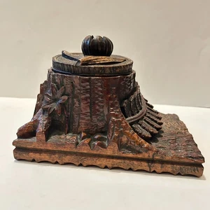 Antique OOAK Hand Carved Wood Black Forest Jewelry Trinket Box Humidor Folk Art - Picture 1 of 13